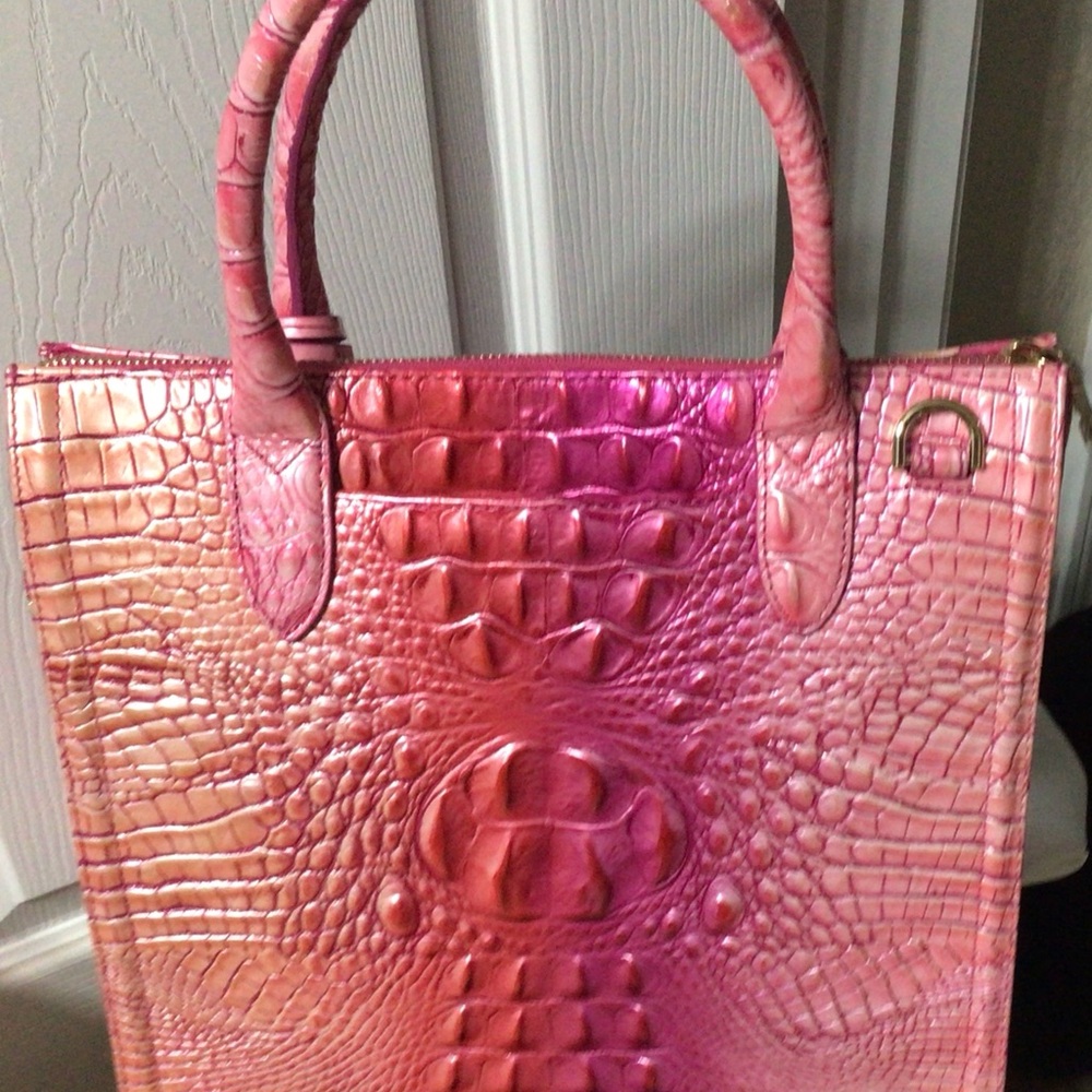 Leather Brahmin Tri-Color Caroline tote.
(Pink, Purple, Coral tones)

NWOT - Picture 7 of 16